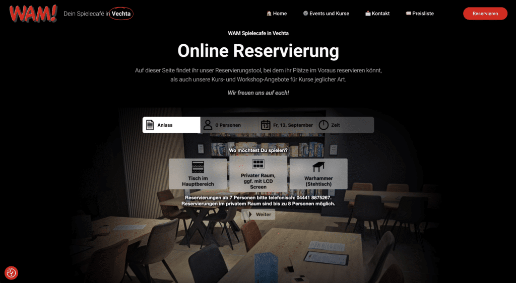 Online Reservierungssystem mit Website - Reservia